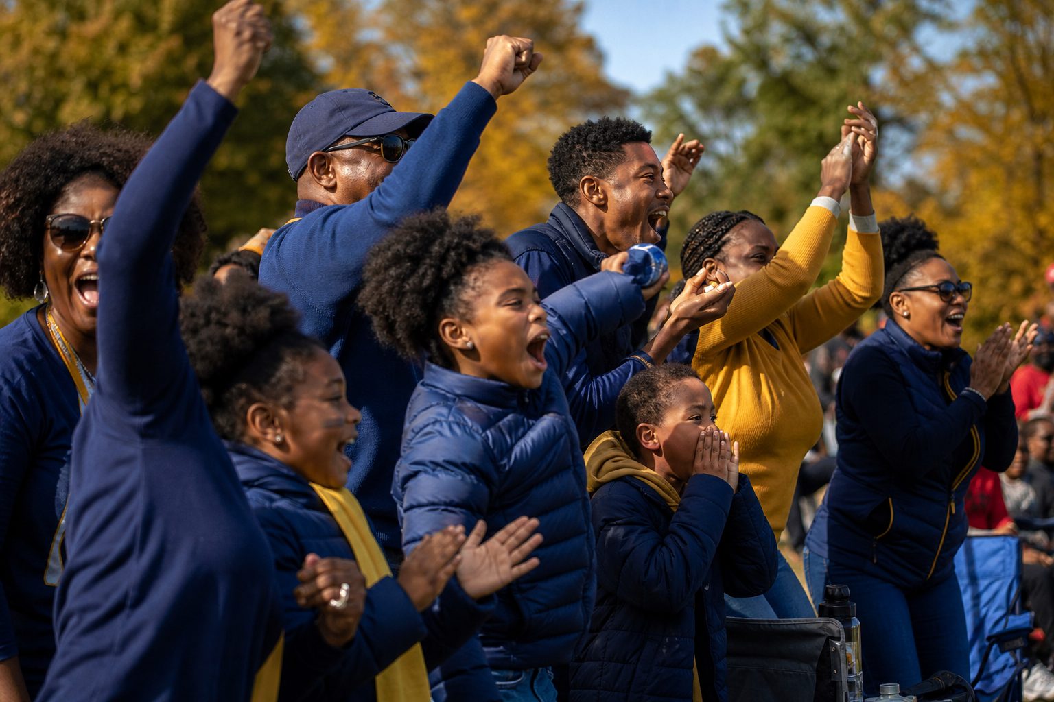 Supporters cheering at the Unity Cup