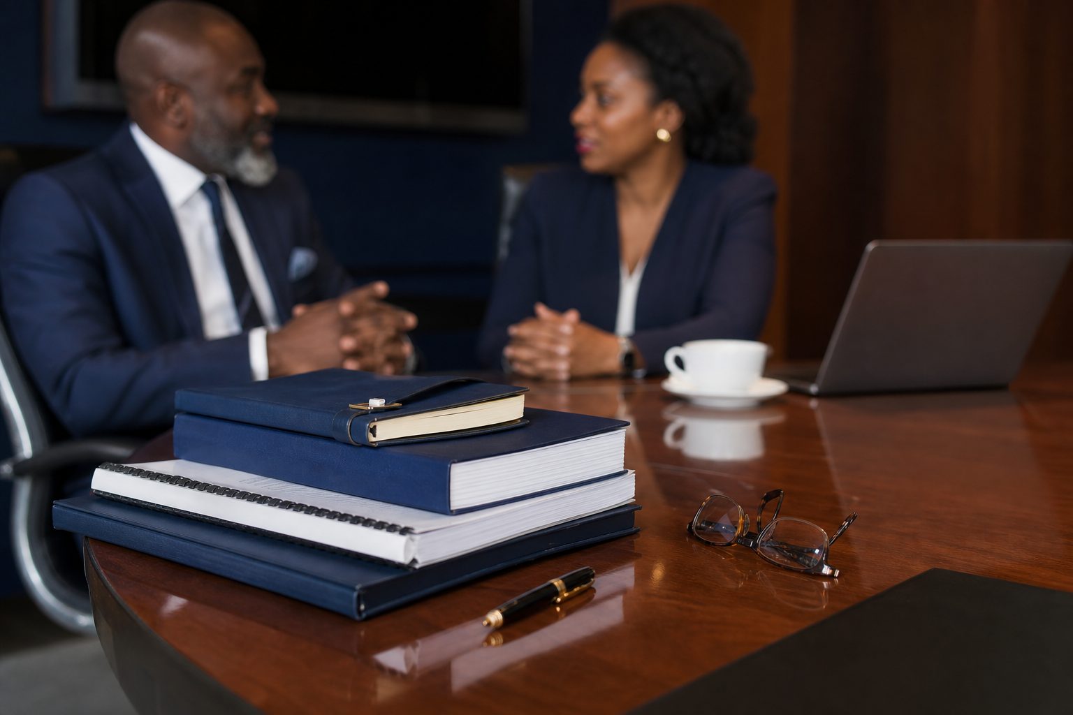 Governance documents and a board meeting table